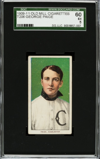 1909-11 T206 Old Mill Paige - Southern Leaguer. SGC 60 EX 5