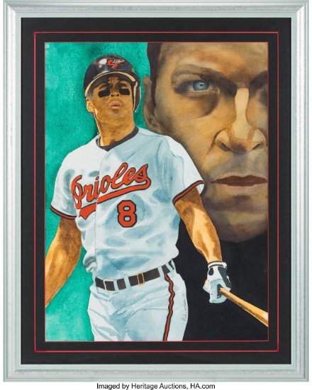 1990's Cal Ripken, Jr. Original Watercolor Painting by Rick Jackson, $135 Shipping to Lower 48