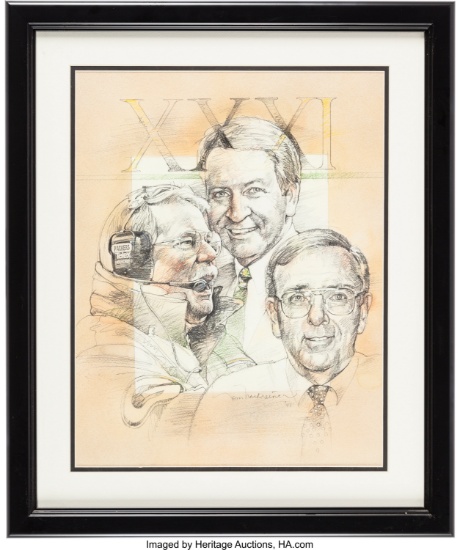 1997 Packers "The Architects of a Winning Team" Original Artwork - Published in Team's Yearbook