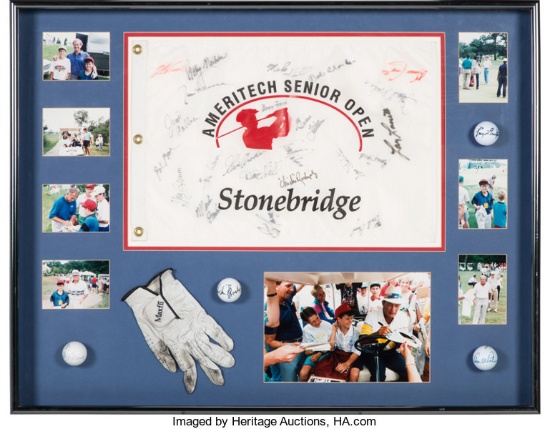 NO SHIP! 1990's Arnold Palmer, Chi Chi Rodriguez, etc. Multi-Signed Golf Display. PICK-UP ONLY!