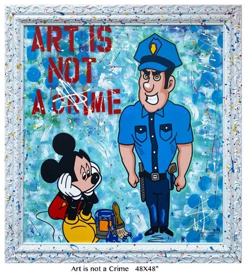 Jozza, "Art Is not a Crime" Hand Signed Original Mixed Media on Canvas with COA. $290 SHIPPING Lower