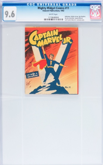 Mighty Midget Comics: Captain Marvel Jr. #11 (Fawcett Publications, 1942) CGC NM+ 9.6 White pages.