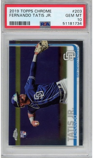 PSA Graded 2019 Topps Chrome Fernando Tatis Jr. #203 Rookie RC Baseball Card PSA 10 Gem Mint