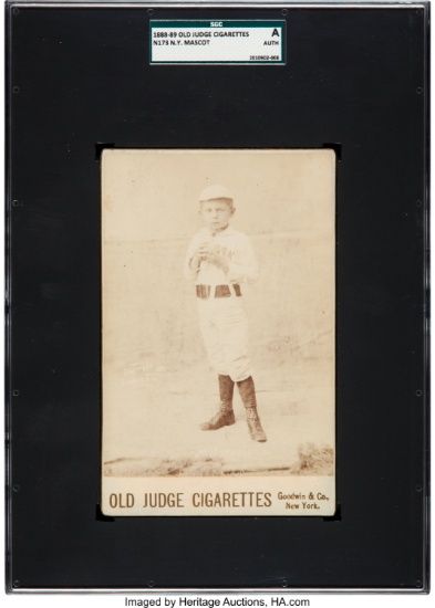 1888-89 N173 Old Judge Cabinet New York Mascot (Willie Breslin) SGC Authentic. SCARCE!