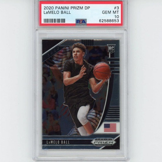 Graded 2020-21 Panini Prizm DP Draft Picks LaMelo Ball #3 Rookie RC Basketball Card PSA 10 Gem Mint