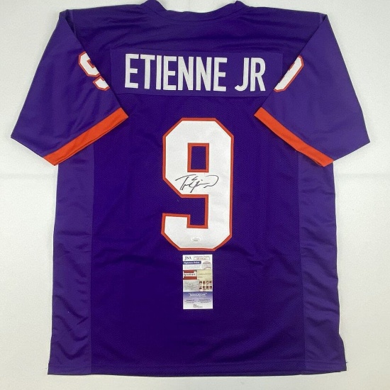 Signed Travis Etienne Jr. Clemson Purple College Football Jersey JSA COA