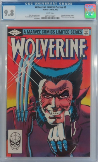 Wolverine Limited Series 1 CGC Graded 9.8 NM/MT Frank Miller Marvel Comics 1982, 1st solo Wolverine