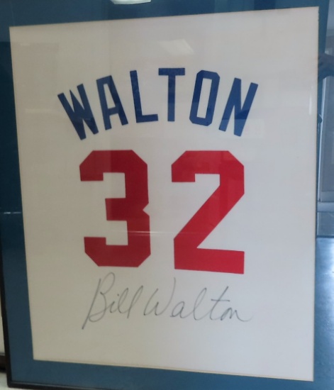 HALL OF FAMER BILL WALTON AUTOGRAPHED BANNER PORTLAND TRAIL BLAZERS FRAMED, $39 Shipping to Lower 48