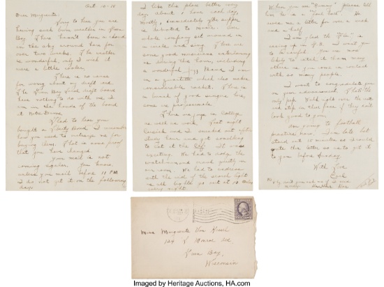 1918 Curly Lambeau Signed, Handwritten Letter and Envelope - Exemplar from Only Season at Notre Dame