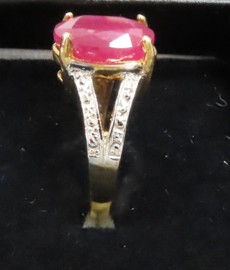 GLA Est. Replacement Value $7747: Ruby & Diamond Ring in 14K Yellow & White Gold