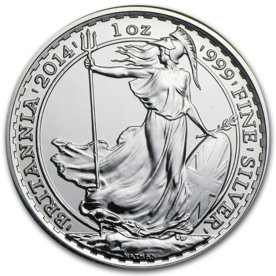 2014 1 oz British Silver Britannia Coin, .999 Fine Silver