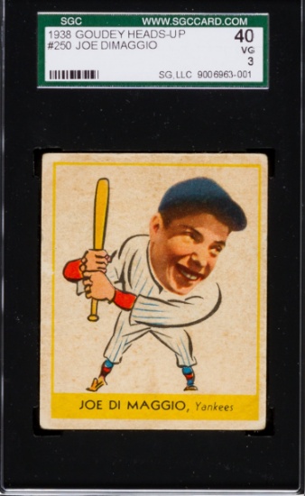 1938 Goudey Joe DiMaggio #250 SGC 40 VG 3