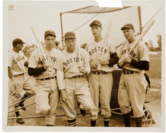 Circa 1941 Joe DiMaggio, Ted Williams, Jimmie Foxx & Bill Dickey Original News Photo, PSA/DNA Type 1
