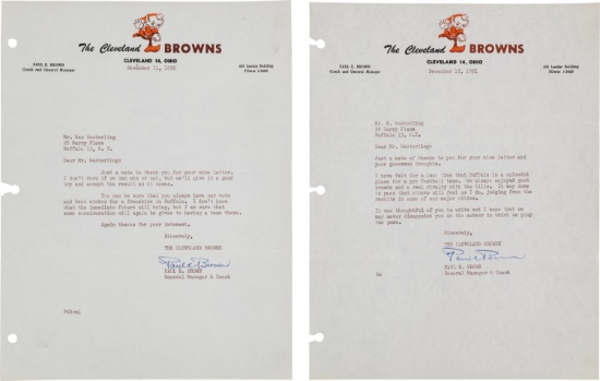 TWO (2) For One Money: 1950 and 1951 Paul Brown Signed Letters!