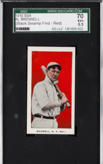 1910 E98 Al Bridwell (Red) SGC 70 EX+ 5.5 - Black Swamp Find.