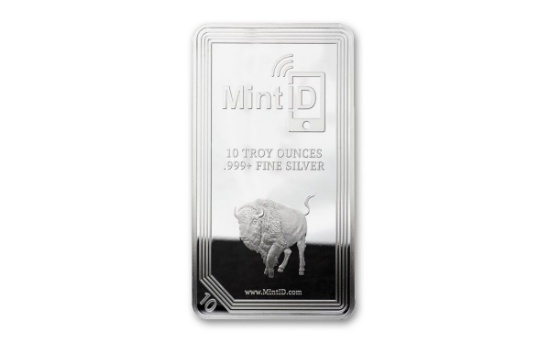 10 oz .999 Fine Silver Buffalo Bar, MintID,