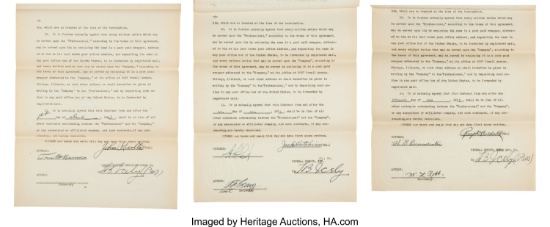 1930's Wilson Golf Endorsement Contracts with Guldahl, Hutchison & Revolta. All One $