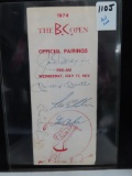 Joe DiMaggio, Mickey Mantle, Chi Chi Rodriguez, Lee Elder and George Archer Signed 1974 BC OPEN