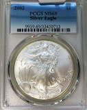 2002 Silver Eagle PCGS Graded MS69, One Ounce Fine Silver