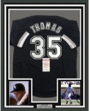 $99 SHIPPING: Signed Framed Frank Thomas 33x42 Chicago Black Baseball Jersey Beckett COA!