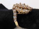 Ladies 14K Yellow Gold Diamond Ring, Waterfall Cluster. (4) Marquis Cut Diamonds, $6,200 Apprasal