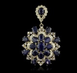 14KT Yellow Gold 28.47 ctw Sapphire and Diamond Pendant, Retail Replacement Value $21,925