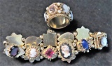 14K GOLD Vintage Multi Stone Ring and Bracelet Set, Total Weight of Both 1.6 Troy Ounces, 49.6 Grams