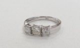 $11,999 Est Retail Value: 14K White Gold 1ct 3 stoen Bridal Wedding Engagement Ring. Princess Cut