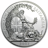 2007 1 oz British Silver Britannia Coin, .999 Fine Silver