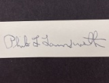 Philo T Farnsworth Signed Cut in Display, Inventor of The Television. Scarce Signed 