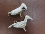 Believed To Be African Tribal Handmade Bead Work Birds (2). Estate Find, Age and Origin Unknown.