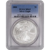 2004 American Silver Eagle, PCGS Graded MS69, One Ounce Fine Silver