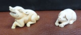 Believed to Be: TWO (2) Antique Japanese Ivory PIGS Netsuke. Estate Finds, We Are Not Experts in