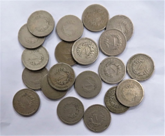 Twenty (20) 1898-1911 Liberty Nickels