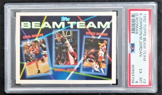 K.J/Michael Jordan/ Dennis Rodman 1992 Topps Beam Team #3  PSA Graded 6