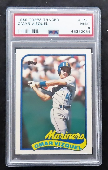 Omar Vizquel 1989 Topps Traded Rookie Card #122T. Rookie Card. PSA Graded 9