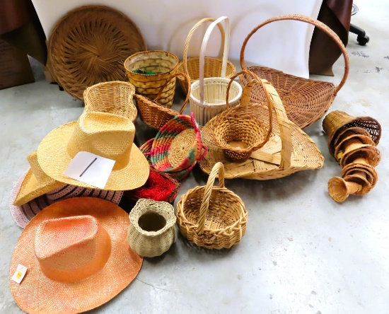 NO SHIPPING, Pick-Up Only: Straw Hats and Baskets