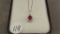 14K w/g Pear Shape Ruby Necklace with .25ct t.w.