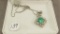 14K w/g Estate Emerald & Diamond Pendant with