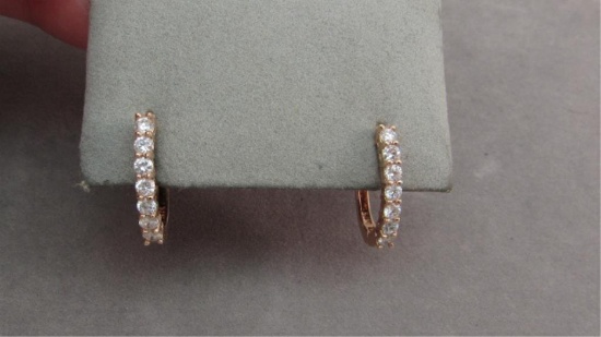 14K Rose Gold Approx 1.02ct t.w. Diamond Hoops