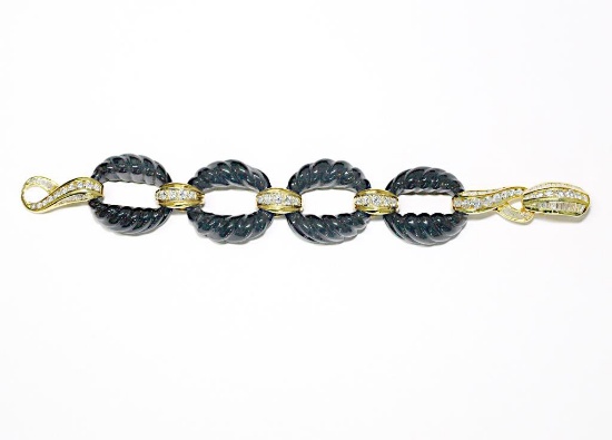 18K y/g and Ceramic Designer Bracelet with Round