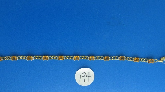 14K y/g square Citrine & diamond link bracelet