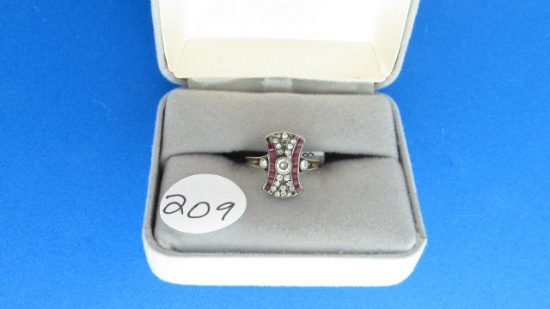 14K y/g Estate Ruby & Diamond ring,