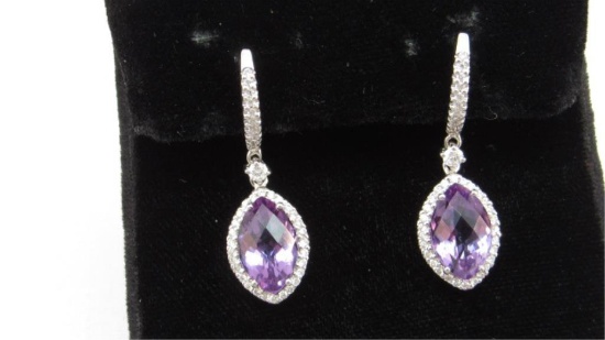 18K w/g Marquise Amethyst & .35ct. t.w.