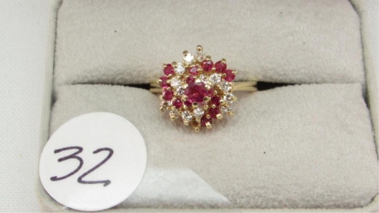 14K y/g Estate Diamond & Ruby 3/4ct t.w.