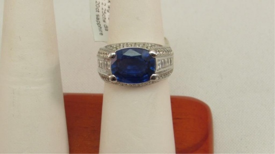 18K w/g approx. 3.20ct Sapphire center ring