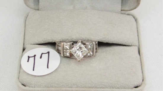 18K w/g approx 1.51ct Princess cut Diamond ring