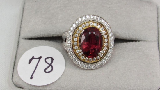 14K y/g 3.20ct. Ruby Ring with 1.60ct diamonds