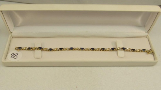 14K y/g Sapphire & Diamond Estate Bracelet