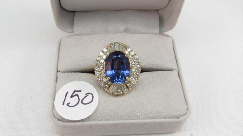 14K y/g 14X11 Tanz. and 2.25ct t.w. diamond ring